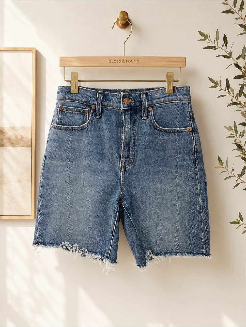Madewell High-Rise Mid-Length Denim Shorts Bonet Wash Size 25 TENCEL MC656